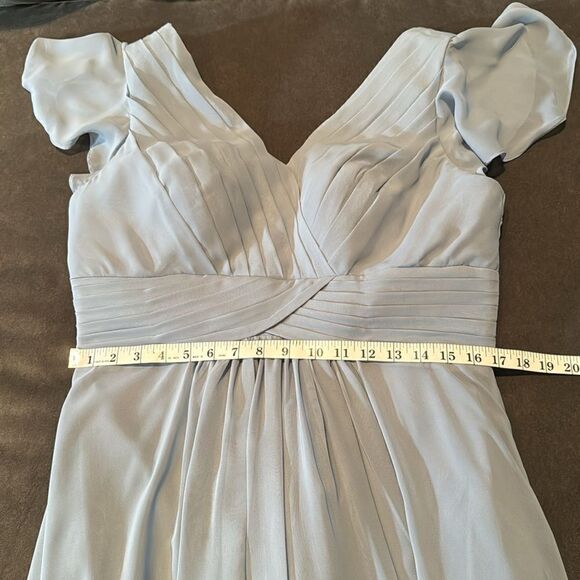 Women’s Blue/Gray Full Length Chiffon Formal Dress FlutterSleeves Size 16 - Picture 9 of 11